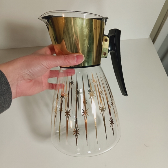 Vintage Mid Century Glass Coffee Carafe Pot With Lid - Picture 8 of 9